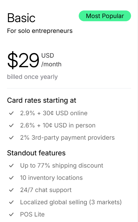 Shopify Subscription - Annual